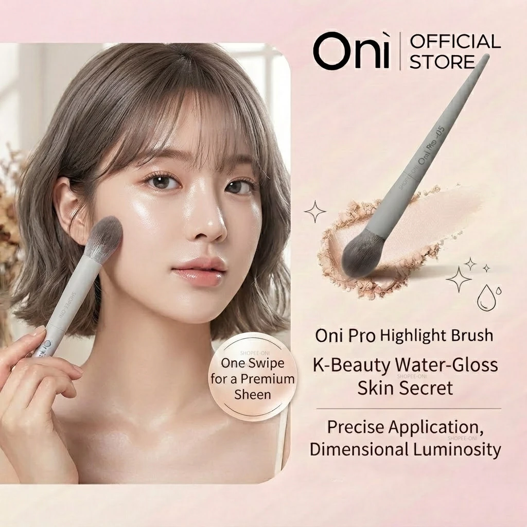 ONI Pro Highlight Brush,Precision Fan Brush for Glowing Skin Perfect for Highlighters แปรงทรงพัด แปรงไฮไลท์ แปรงไฮไลท์ผง