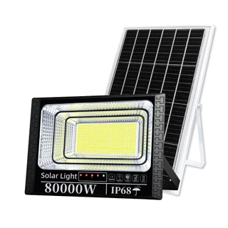 KKSKY ไฟโซล่าเซลล์ LED ไฟ สปอตไลท์ IP68 Solar Light 80000W 20000W กันน้ำ กันฟ้าผ่า สว่างอัตโนมัติเมื่อฟ้ามืดหลอดไฟ รีโมท
