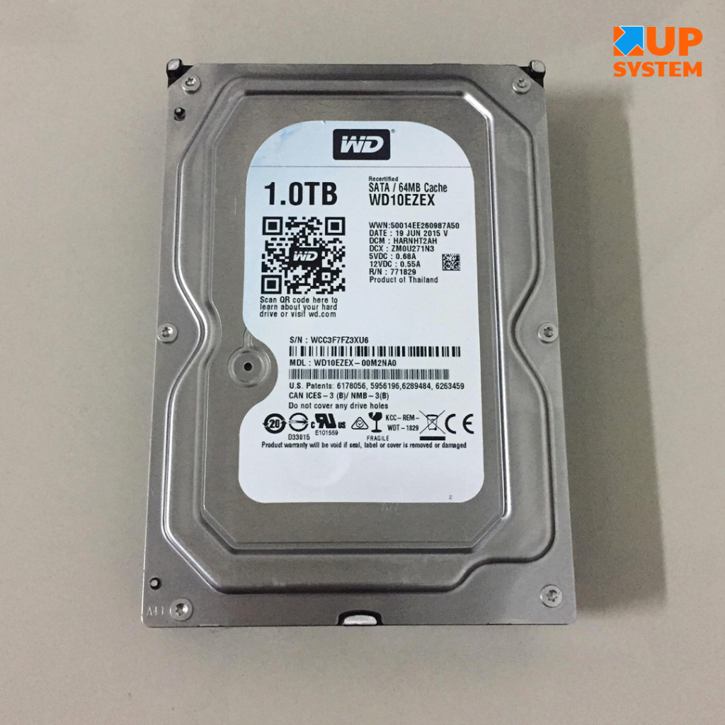 HDD WD (WD10EZEX) / 1TB / SATA-III / 7.2k RPM / Size 3.5นิ้ว (#ฮาร์ดดิสก์มือสอง)