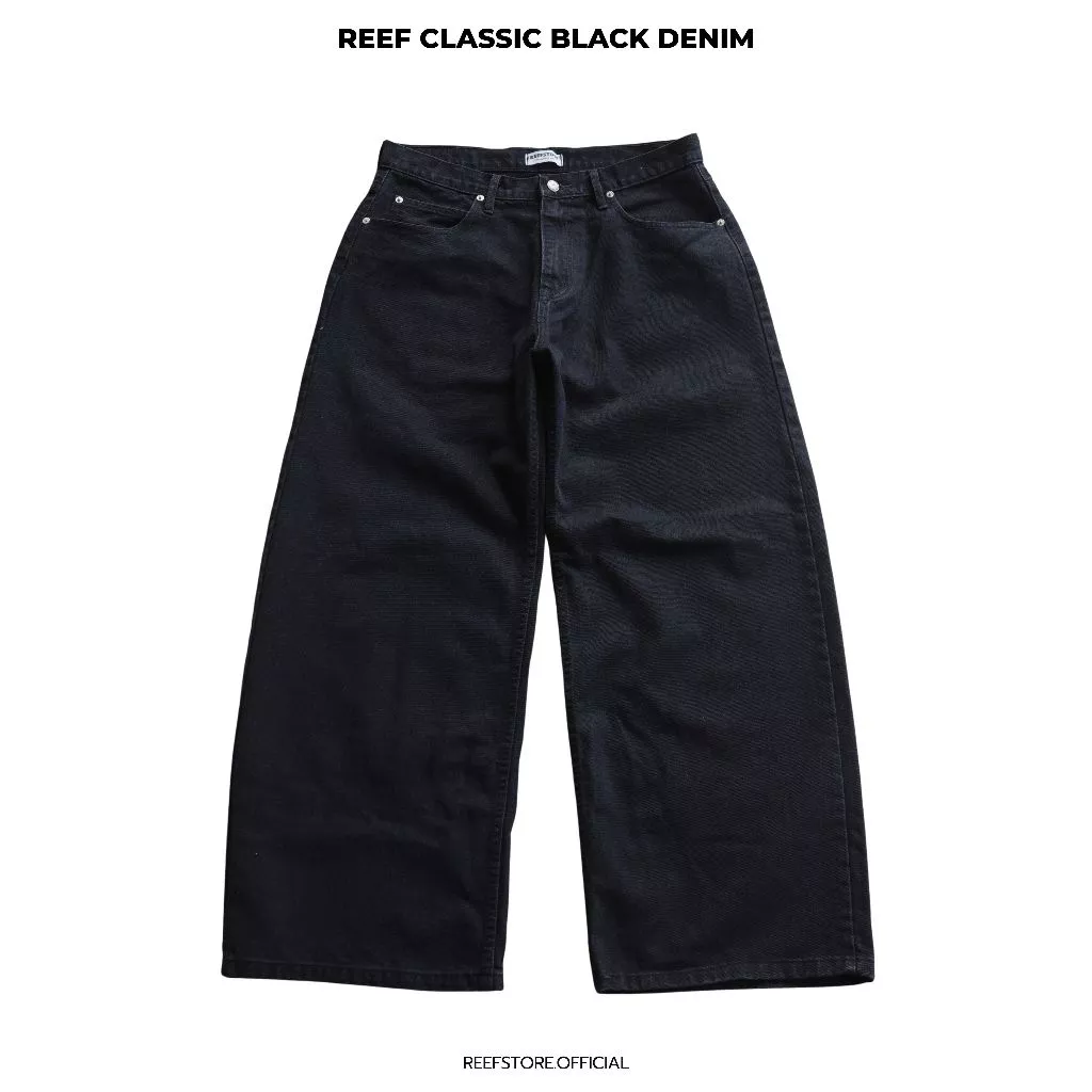 REEF CLASSIC BLACK DENIM กางเกงยีนส์กระบอกใหญ่สี SUPER BLACK