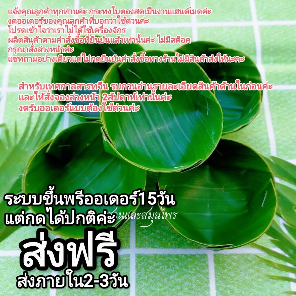 กระทงใบตองสด ทรงกลม กระทงขนมเข่ง ขนาด5.5ซม.และ ขนาด6.5ซม. 100ชิ้น ส่งภายใน3วันค่ะ