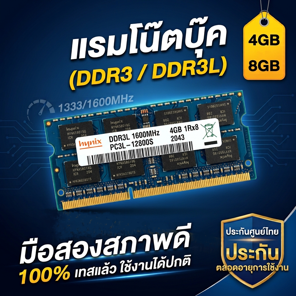 (แรมโน้ตบุ๊คมือ2 ประกันLT) DDR3 DDR3L 4GB 8GB / แรมโน๊ตบุ๊คมือสอง Laptop RAM