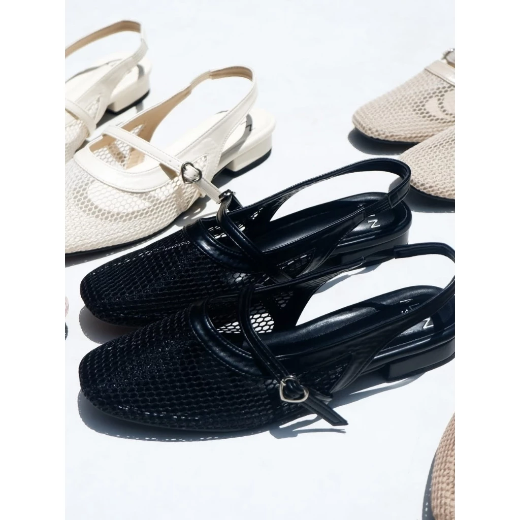 **มีส่งด่วน**25twentyfives - รุ่นเซอร์เวียร์ รองเท้าตาข่ายสไตล์ Slingback Mesh Flat ดีไซน์เรียบหรู