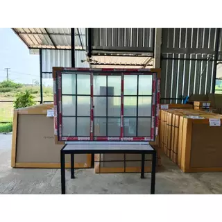 หน้าต่างบานเลื่อน 3 ช่อง 109x150cm.[ลายโมเดิร์น][ถูกสวยดีมีคุณภาพ][ล็อกซ้าย-ขวา][วงกบขอบใหญ่][สินค้าคุณภาพราคาถูก]
