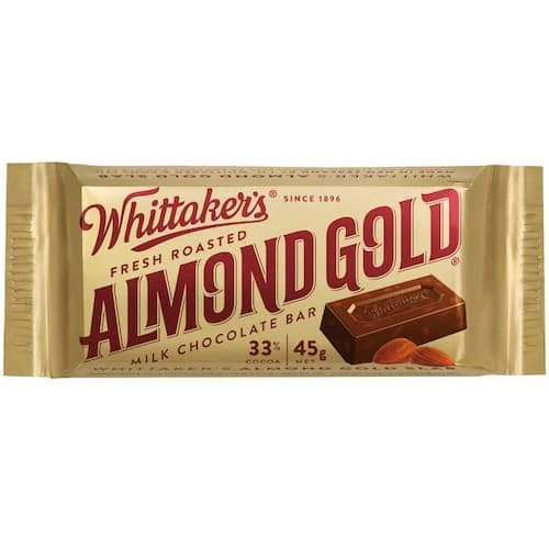 ช็อกโกแลตนมระดับพรีเมียม Whittaker's Since 1896 Almond Gold 45g จากนิวซีแลนด์ E.30/12/27