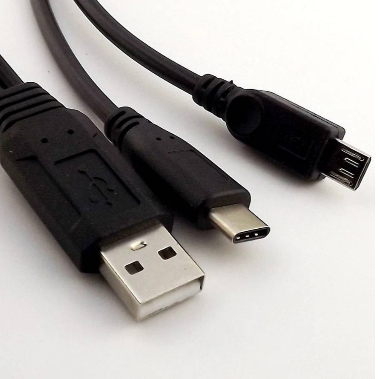 สายชาร์จ 2 in 1 Usb 2.0 Male To Usb 3.1 Type C & Micro Male ยาว40cm