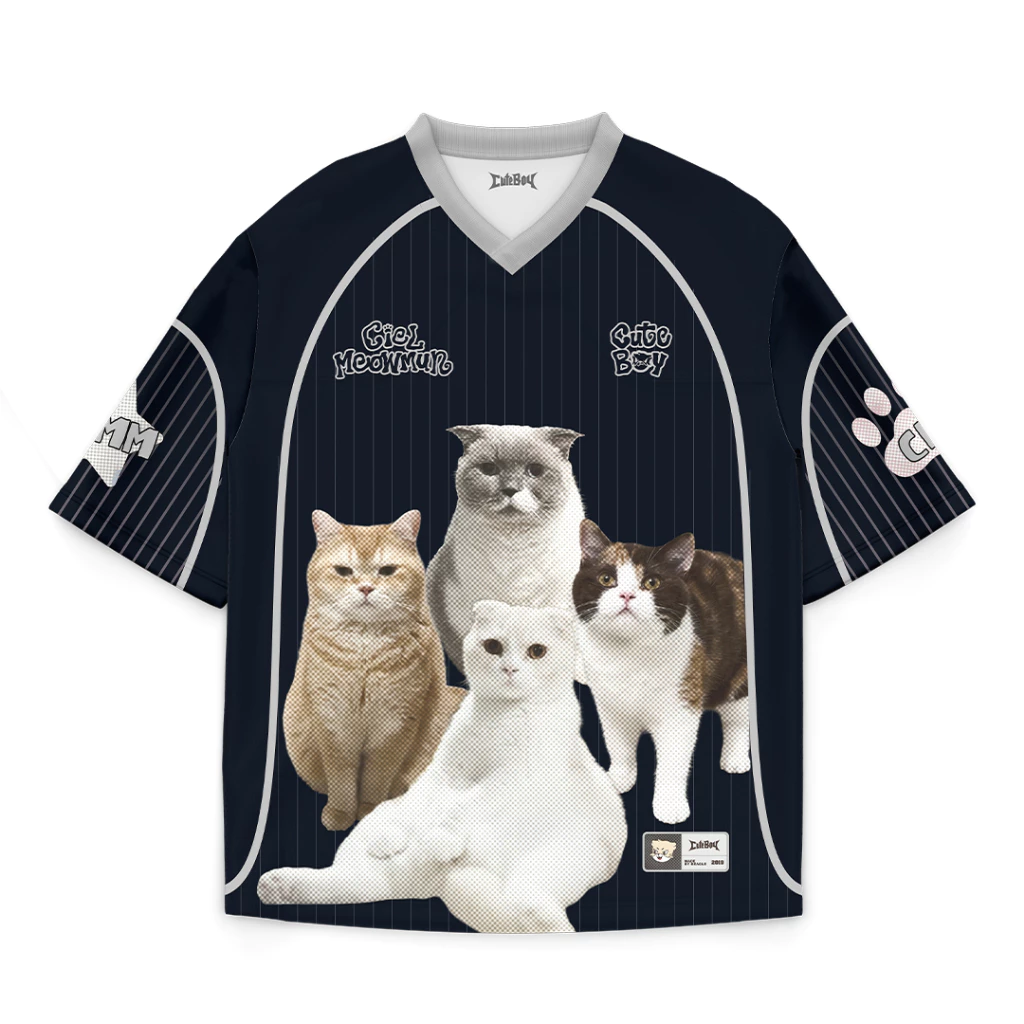 CuteBoy x Cielmeowmun | Cat-Holic [Black] Jersey เสื้อเจอร์ซีย์ ทรงโอเวอร์ไซส์