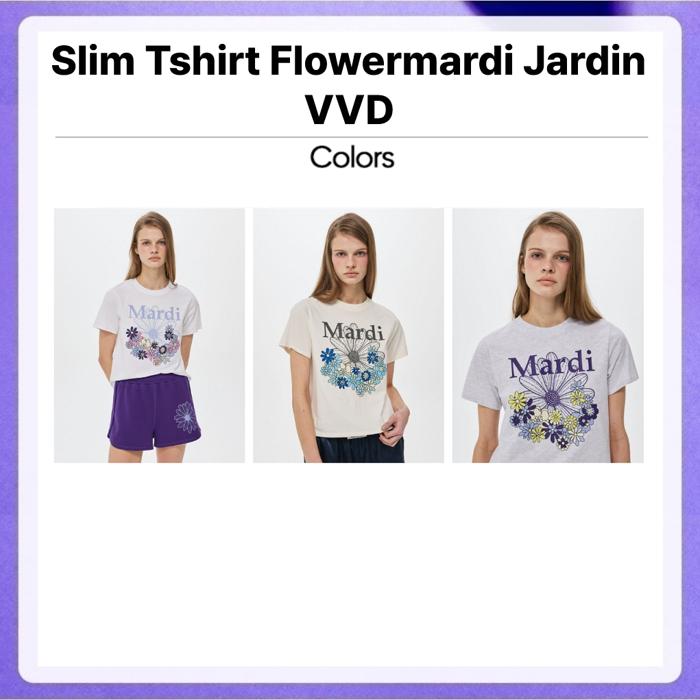 Mardi Mercredi Slim Tshirt Flowermardi Jardin VVD (White Lilac, Cream Charcoal)