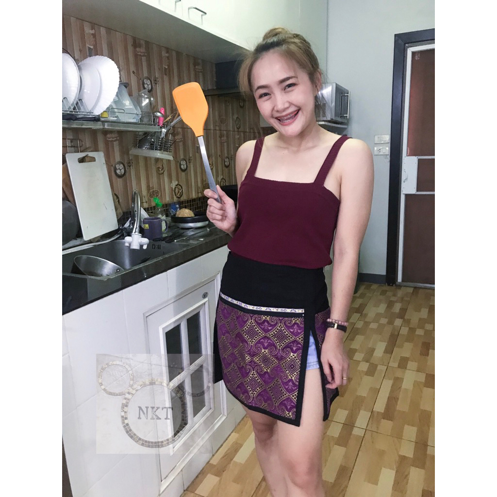 ❤ผ้ากันเปื้อนลายไทย 🍭เก็บเงินปลายทางได้คะ