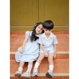 ชุดครอบครัวสีฟ้า รุ่นBlue heart (รหัส252)