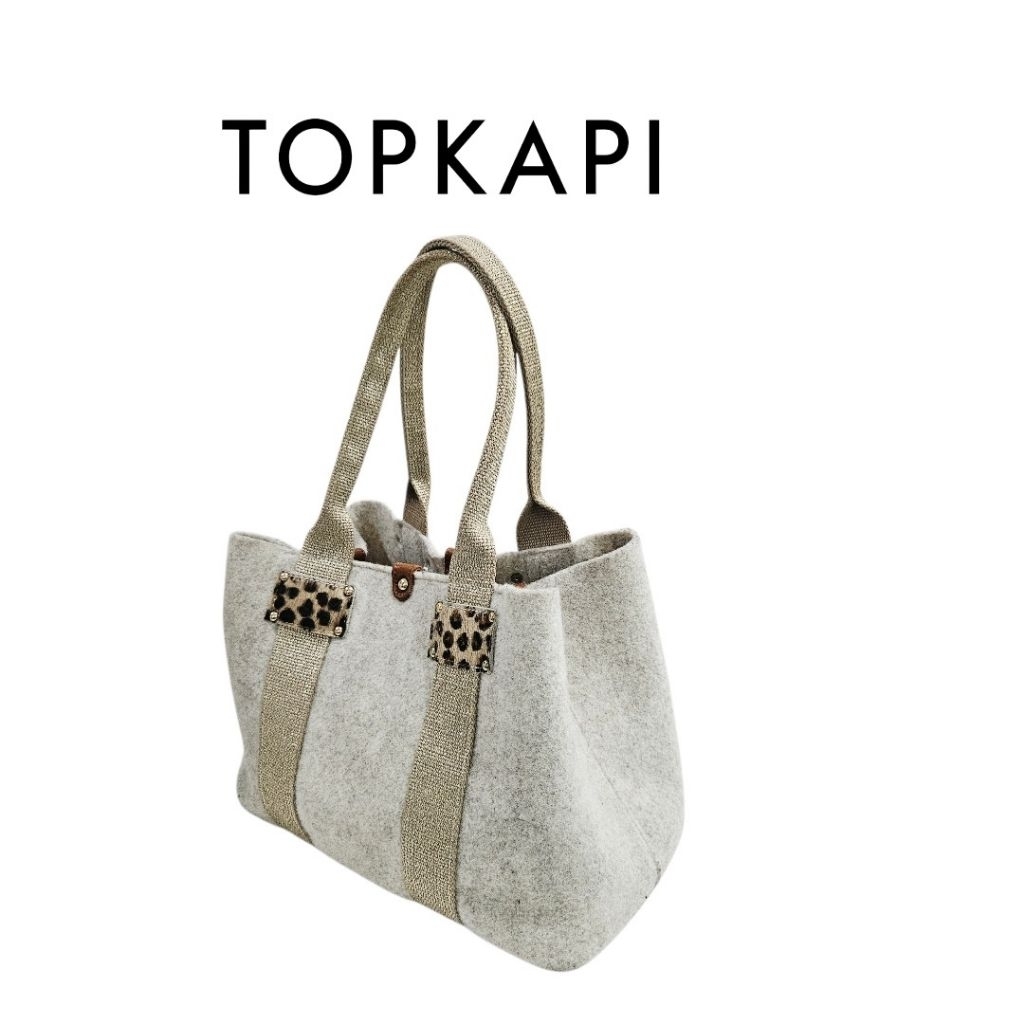 BRAND :Topkapi 
Italian Felt Glitter Tape Combination Tote Bag


