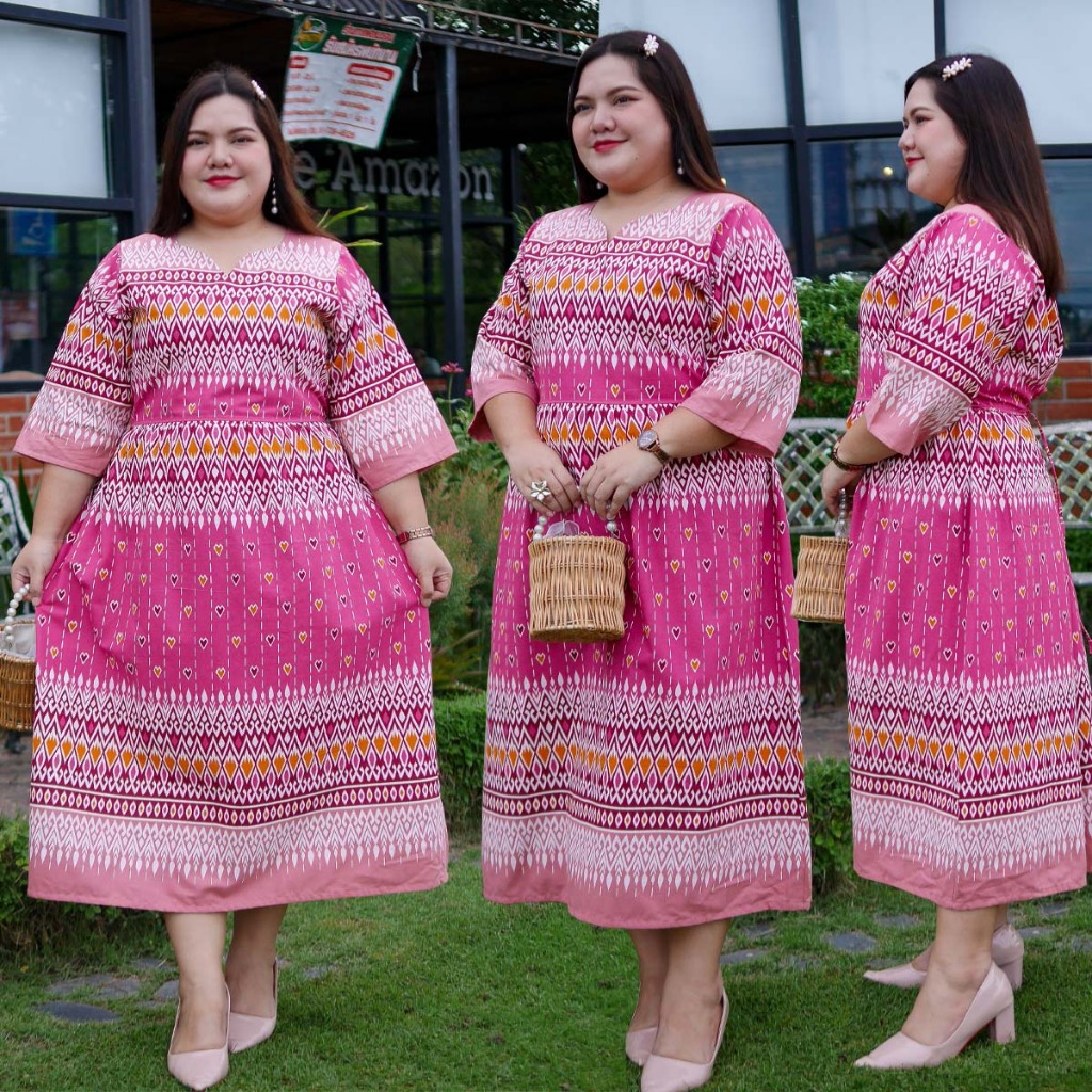 อก 50 56 นิ้ว ชุดพื้นเมืองบิ๊กไซส์ เดรสสาวอวบ ชุดเดรสพื้นเมืองคนอ้วน ชุดเดรสพื้นเมืองไซส์ใหญ่ 91