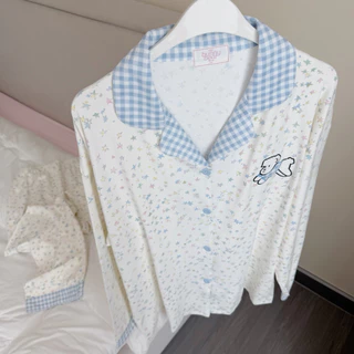 Bunny bear - bunnyFluffy ชุดนอนมินิมอล ผ้าcottonพรีเมี่ยม แขนยาวขายาว ฟรีไซส์อก44