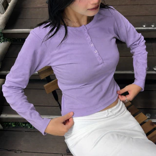 Olive Soft Long Sleeve (ver2) สีใหม่ เสื้อยืดแขนยาวกระดุมหน้า ผ้านิ่มไม่ต้องรีด