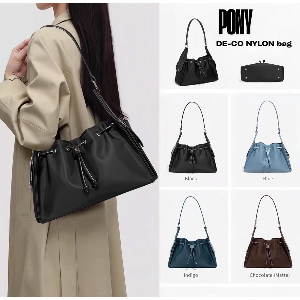 ponytwentyeight Deco nylon สีดำ (ส่งต่อ)
