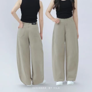 VILA | Noël Cotton TM35 กางเกงขายาวทรงบาร์เรล ผ้าคอตตอน