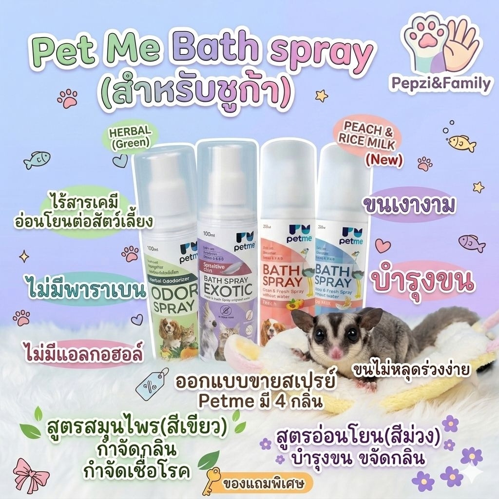 สเปรย์Petmeทำความสะอาดขนชูก้า