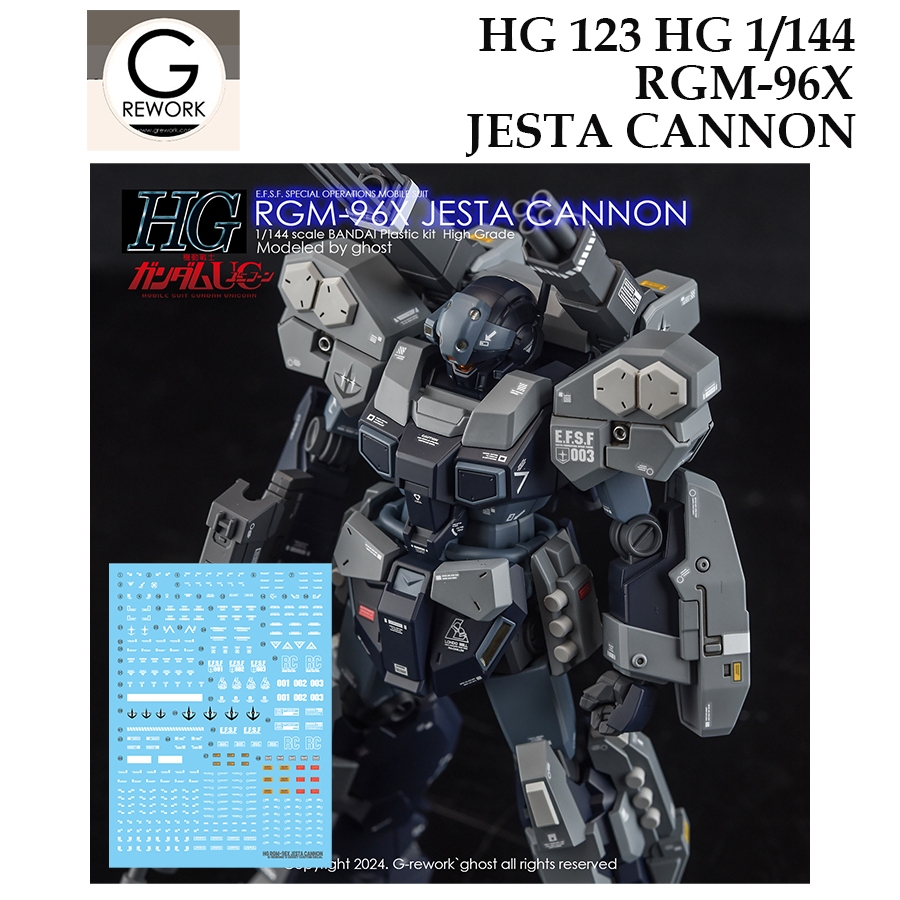 G Rework HG123 HG 1/144 RGM-96X JESTA CANNON  WATER SLIDE DECAL