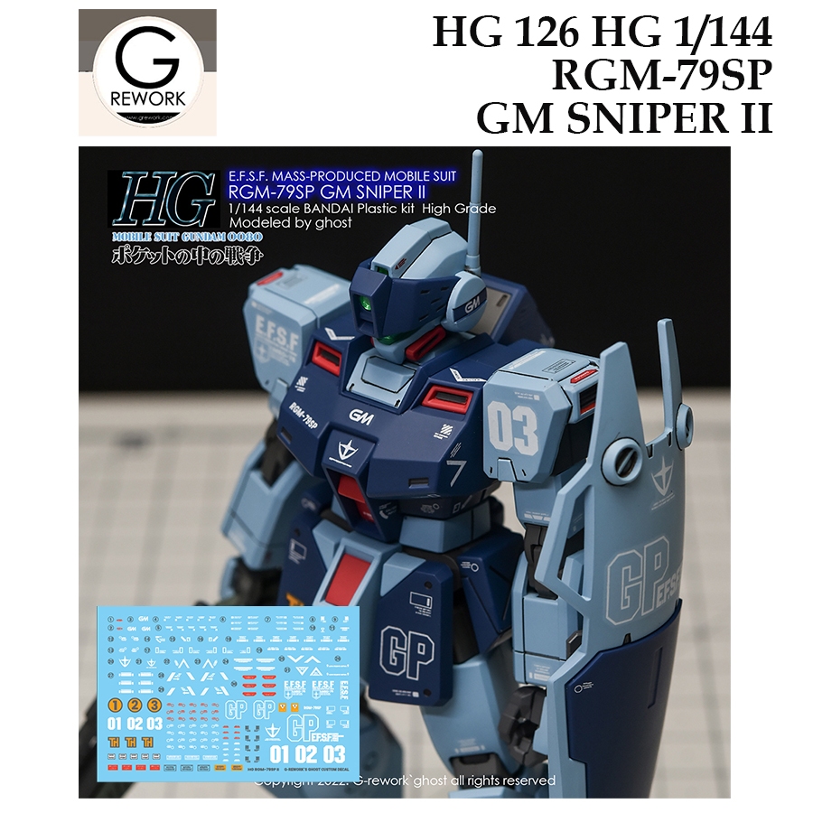 G Rework HG126 HG 1/144 RGM-79SP GM SNIPER II  WATER SLIDE DECAL
