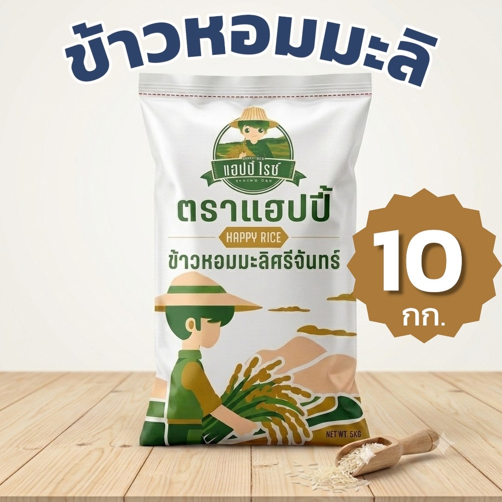 [10 กก.] ข้าวหอมมะลิ ศรีจันทร์ ตราแฮปปี้