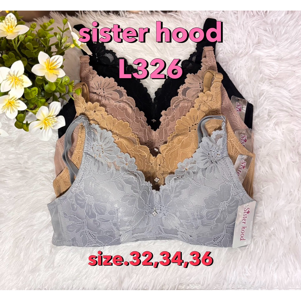 เสื้อชั้นใน sister hood No.L326 ไร้โครง ฟองบาง ผ้าลูกไม้ size.32,34,36