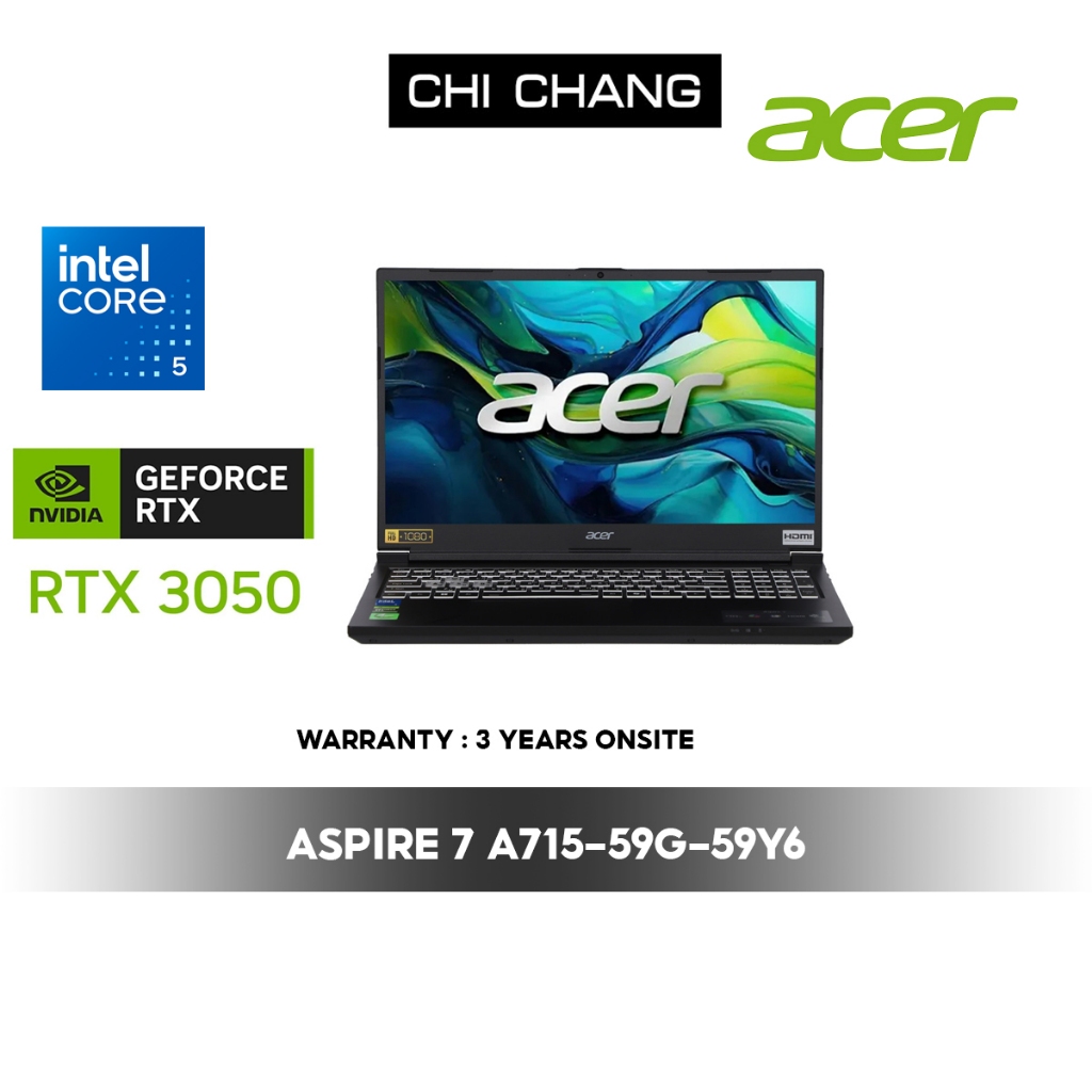 ACER A715-59G-59Y6 /Core 5-210H/RAM16GB/SSD512GB/RTX3050/ประกัน 3 ปี Onsite