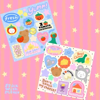 Tomato and Cheese Sticker สติ๊กเกอร์​pvc กันน้ำ ลายมะเขือเทศชีส สุดน่ารัก ไดโนบิงบิงเท๊ดดี้ | Stickwithme4ev