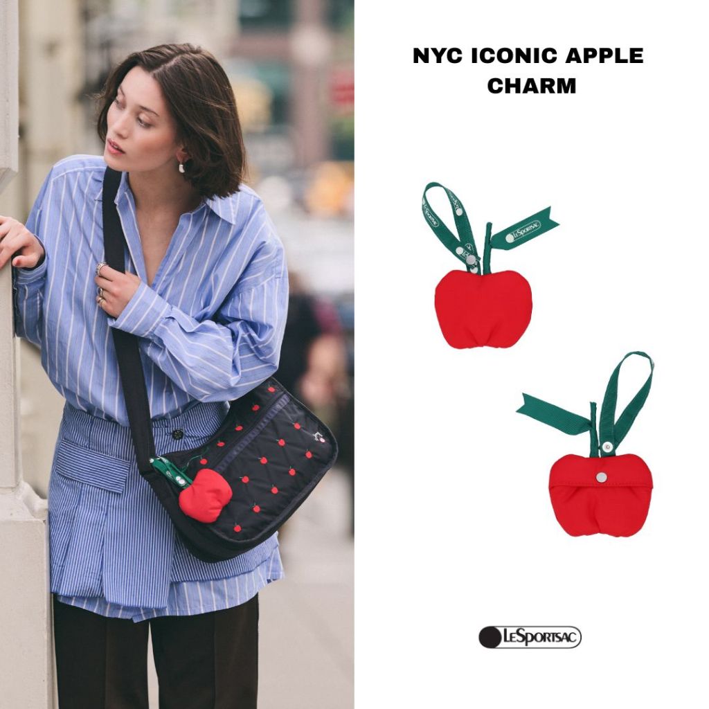 Lesportsac Nyc Iconic Apple Charm กระเป๋าชาม์ กระเป๋าห้อยพวงกุญแจ Style 2942
