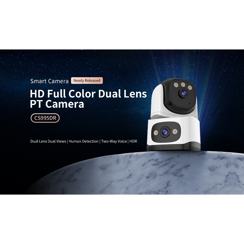 กล้องวงจรปิดไร้สาย Wi-Fi Vstarcam CS995DR (เลนส์คู่)ความละเอียด 3MP Indoor มีAI+ตรวจจับสัญญาณเตือน