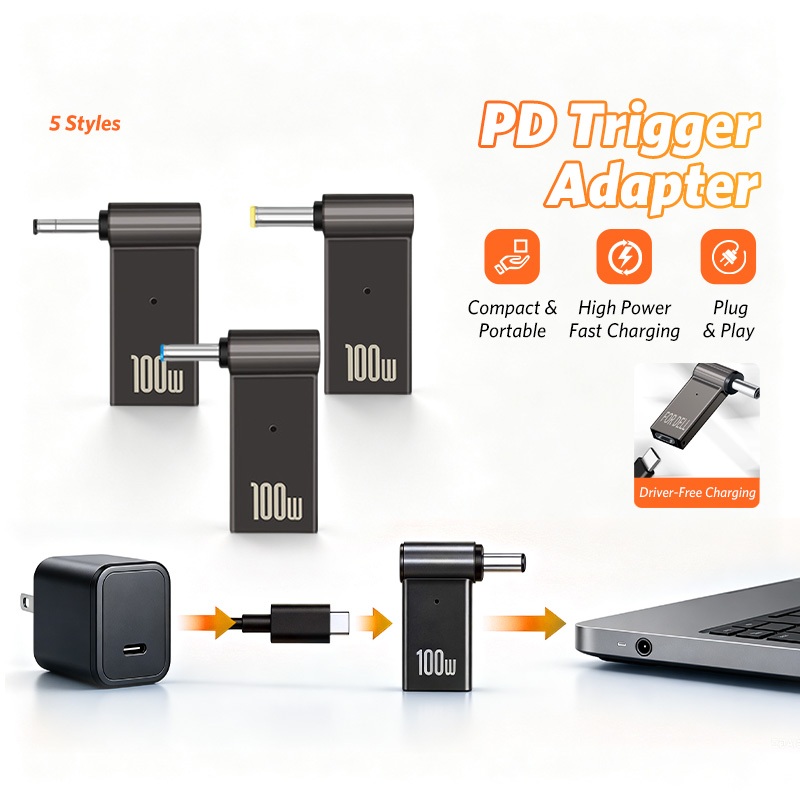 พาวเวอร์แล็ปท็อป 100W Type-C Female To Dc แจ็คเสียบแปลง USB Type C To Dc Power Jack Connector