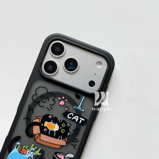 wapple-Magnetic Case เคสการ์ตูนผิวด้าน ขอบนิ่มหลังแข็ง กันกระแทก สำหรับรุ่นiPhone13-17 17Pro 17ProMax