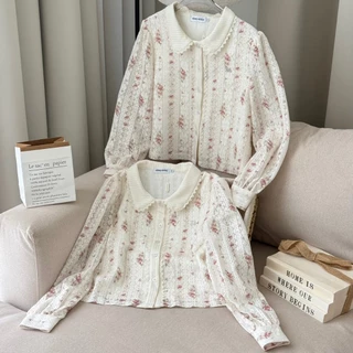 SISSY : Lace Floral Shirt (XS-XXL) เสื้อคอบัวแขนยาวผ้าลูกไม้ มีซับในทั้งตัว ทรงสวย ใส่สบาย