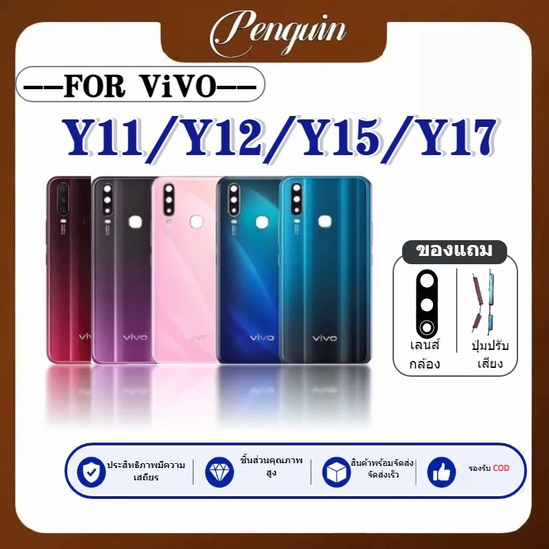 ฝาหลัง with logo ( Back Cover )for vivo Y17/Y15/Y12/Y11( แถมปุ่มสวิตช์นอก + เลนส์กล้อง )