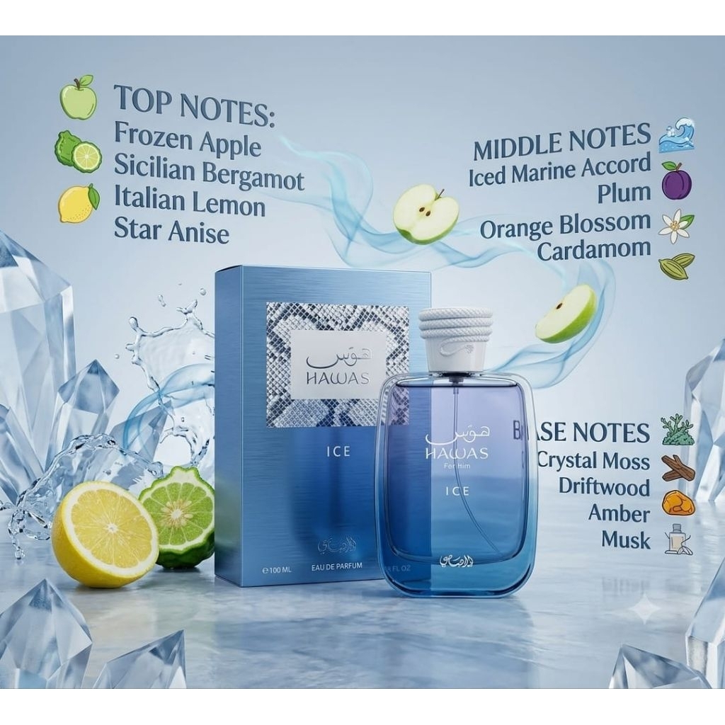 Hawas ice by Hawas rasasi perfume 100ml