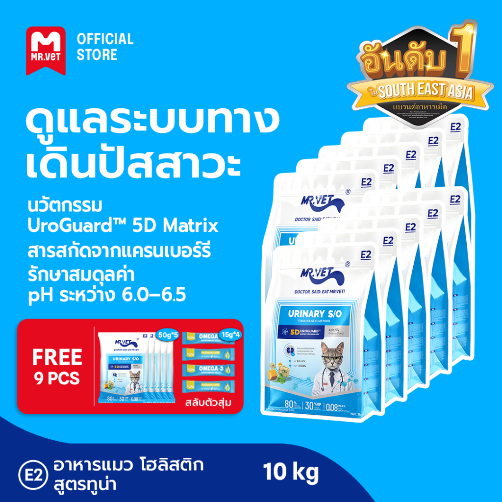 MR.Vet E2 UroGuard™ 5D Matrix อาหารแมว 10กก. 5กก. – ดูแลระบบ