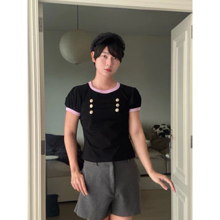 Dolly tee เสื้อแขนตุ๊กตาดีเทลกระดุม แบรนด์ Cozyvibe