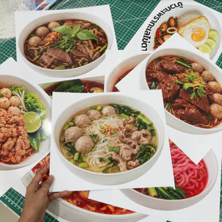 สติกเกอร์ไดคัทลายก๋วยเตี๋ยว (สำหรับตกแต่งร้านอาหาร) ขนาด S,M,L
