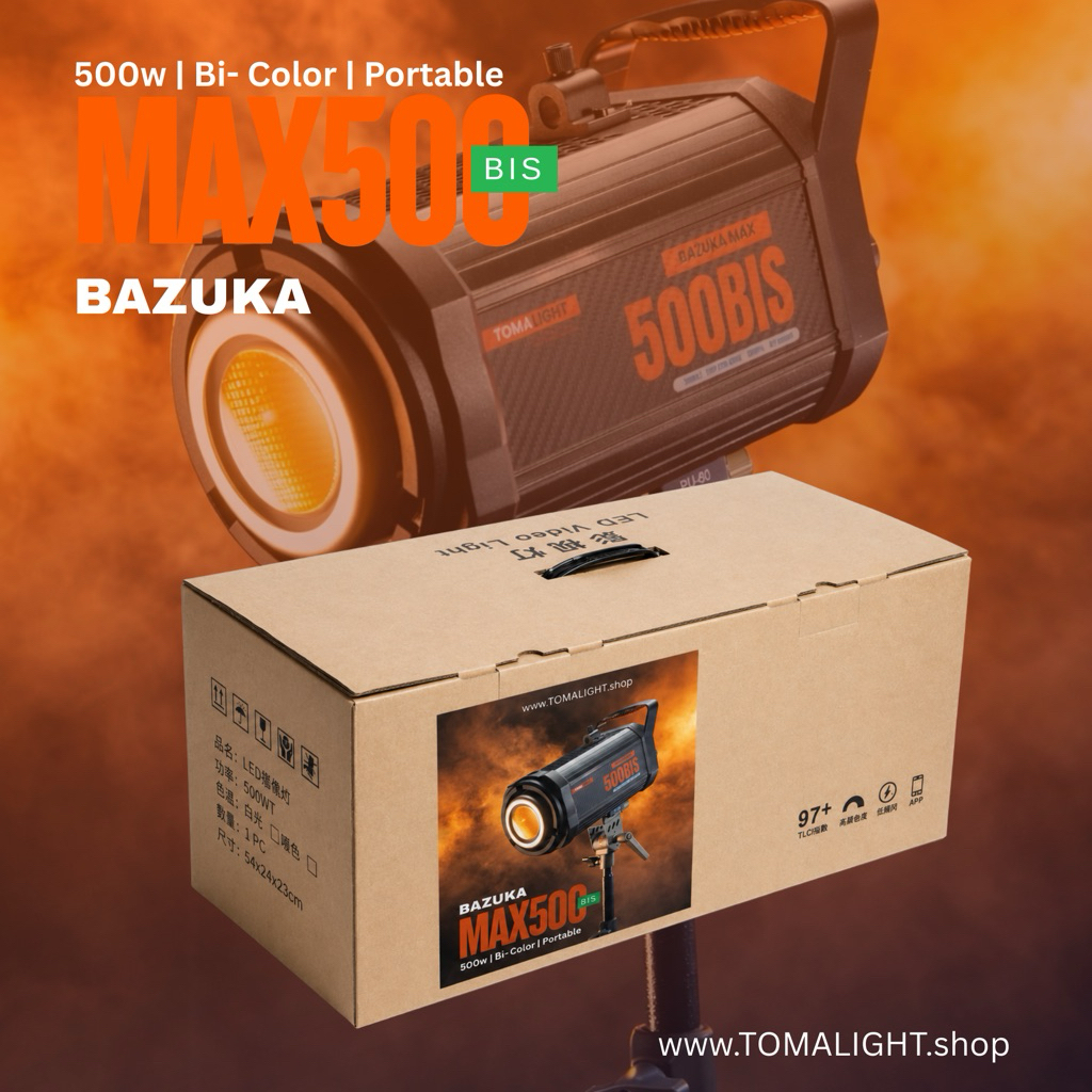[ สต๊อกไทย ] ไฟต่อเนื่อง Bazuka Max500Bis 500walt แท้ 2700-6500K ปรับขนาดเล็กลงเน้นการพกพา