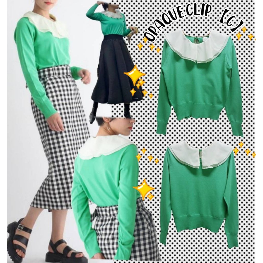 W29🧶0PAQUE.CLIP(C)เสื้อไหมพรม+คอระบาย(2way)