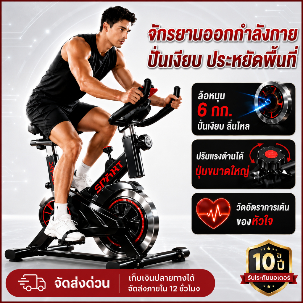 【ขายดี】จักรยานออกกำลังกาย SPIN BIKE รุ่น Elite Spinning Bike เครื่องปั่นจักรยาน ปั่นในบ้าน ระบบสายพาน LCD ปรับแรงต้านได้