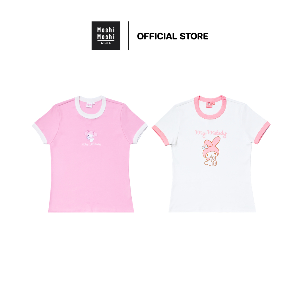 Moshi Moshi เสื้อยืดคอกลม เสื้อยืด ลาย Mymelody ลิขสิทธิ์แท้จากค่าย Sanrio รุ่น 6100007959-7972