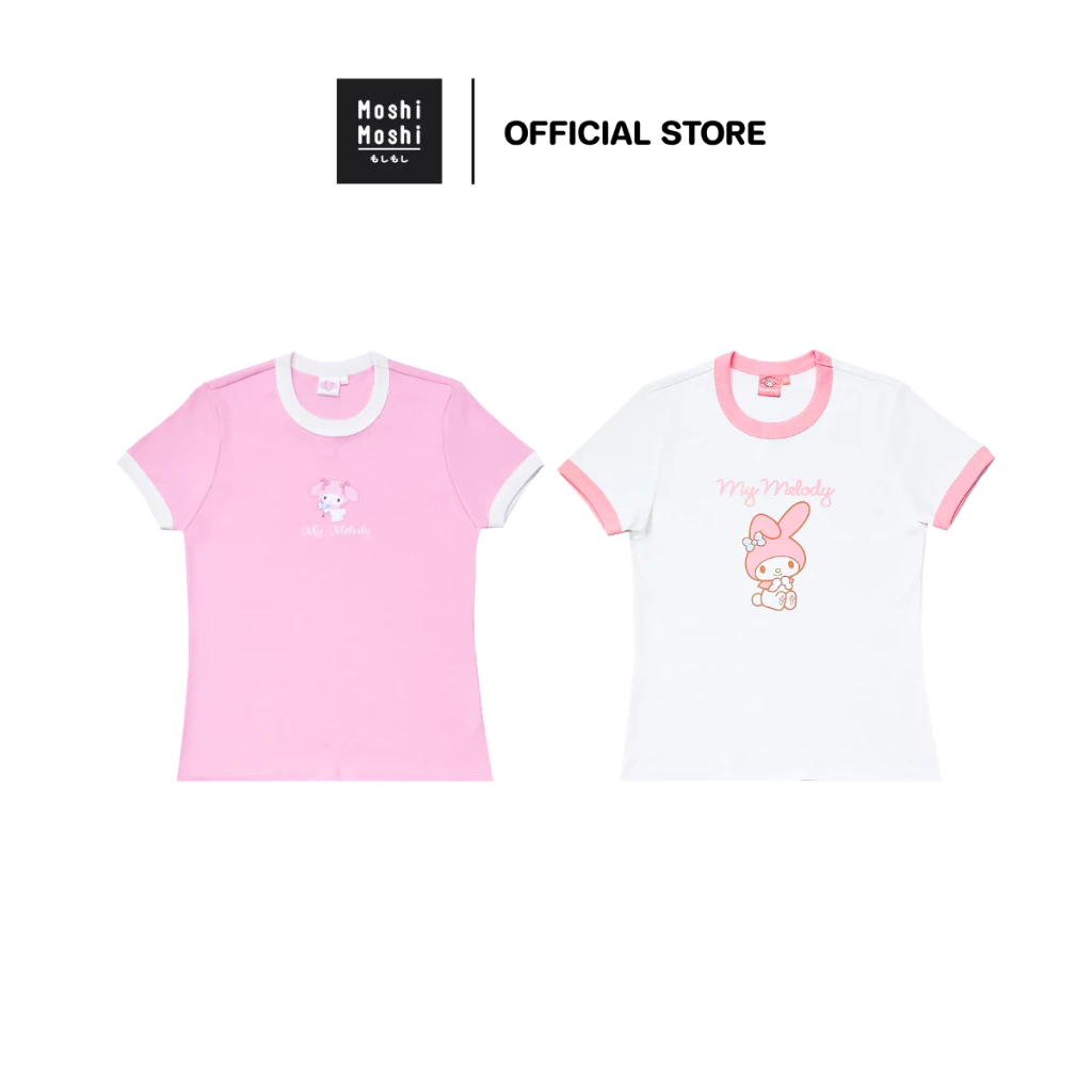 Moshi Moshi เสื้อยืดคอกลม เสื้อยืด ลาย Mymelody ลิขสิทธิ์แท้จากค่าย Sanrio รุ่น 6100007959-7972