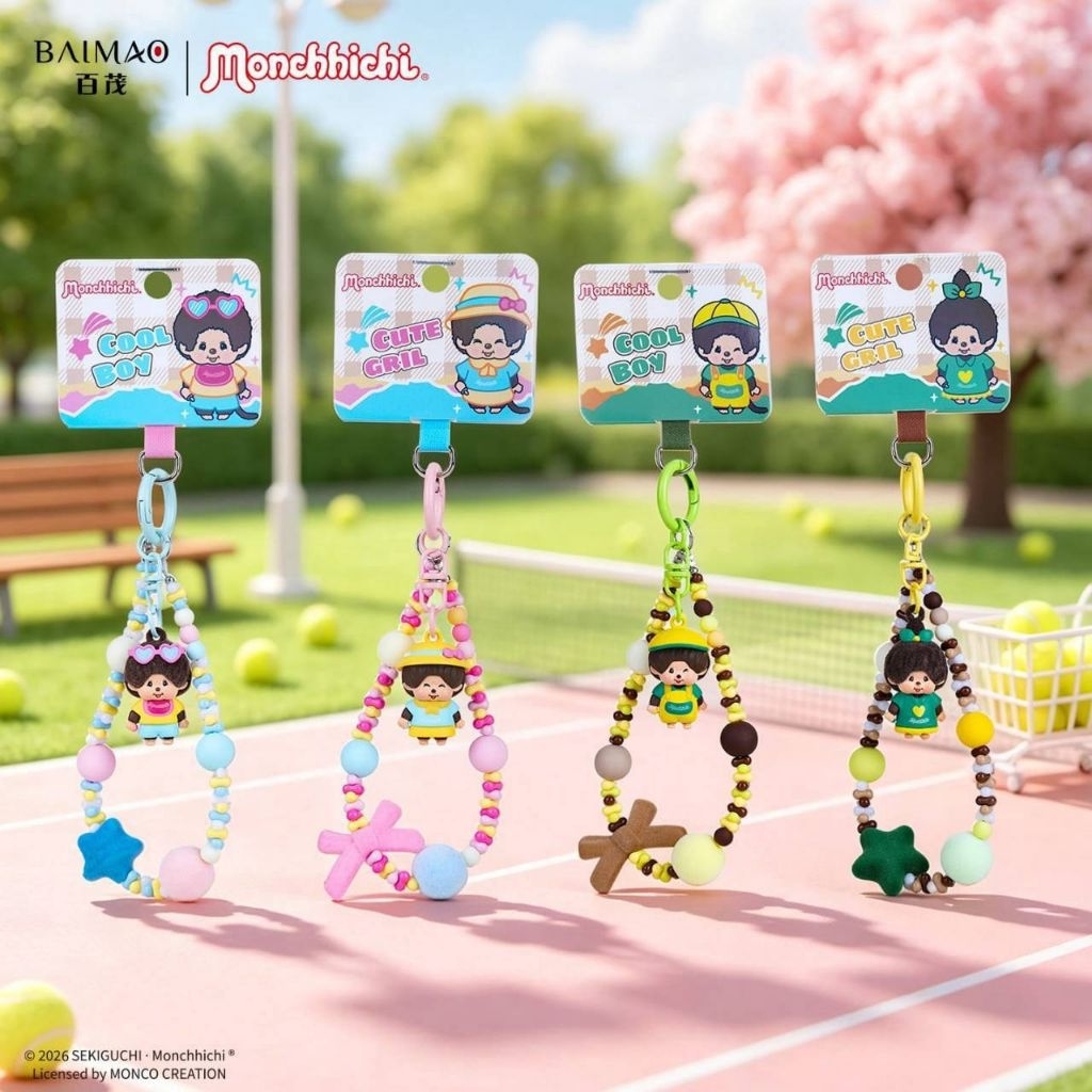 พวงกุญแจ Monchhichi สินค้าลิขสิทธิ์แท้ มีทั้งหมด 4 ลาย ขนาดตัว 3.2×1.8 cm ขนาดลูกปัดคล้อง 11×5 cm ราคา 199​ ​บาท