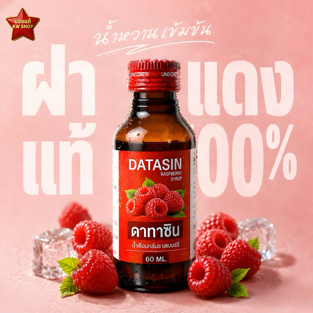 DATASIN ฝาแดง ของแท้💯% น้ำเชื่อมแต่งกลิ่นราสเบอร์รี่ พร้อมส่ง ส่งไวทุกวัน ตัดรอบ 12.00 น.