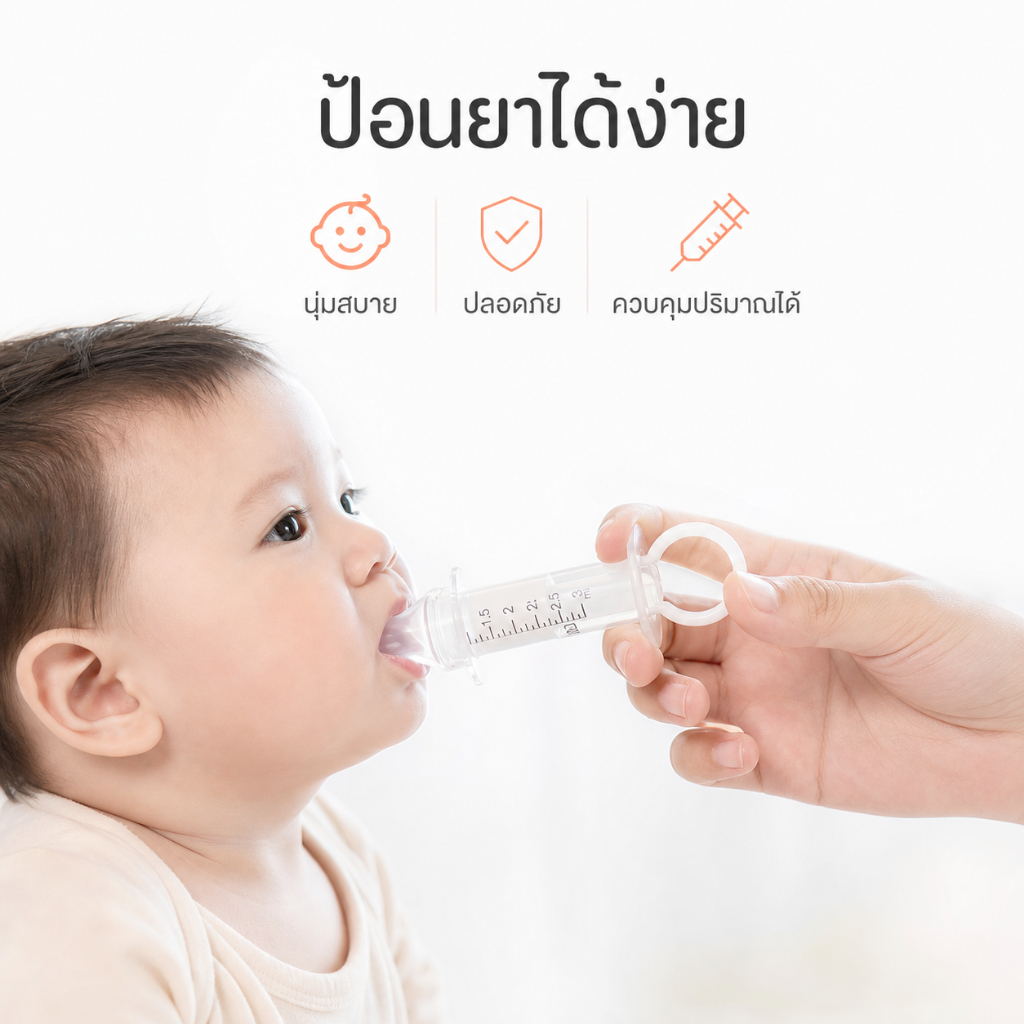 จุกนมป้อนยาทารก ป้องกันสำลัก ซิลิโคน Food Grade นึ่งฆ่าเชื้อได้ หลอดป้อนยาเด็ก อุปกรณ์ป้อนน้ำป้อนยา