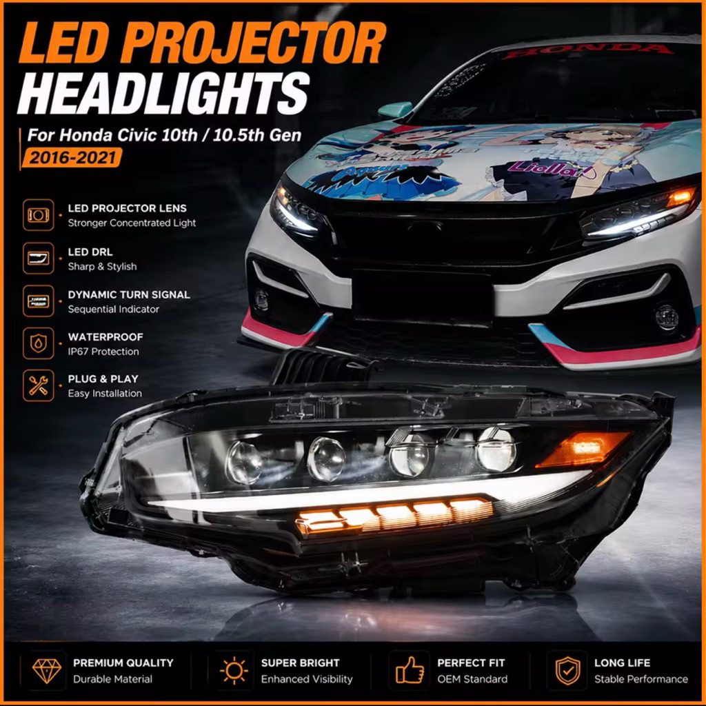 ไฟหน้า LED สำหรับ CIVIC FC FK GEN10th