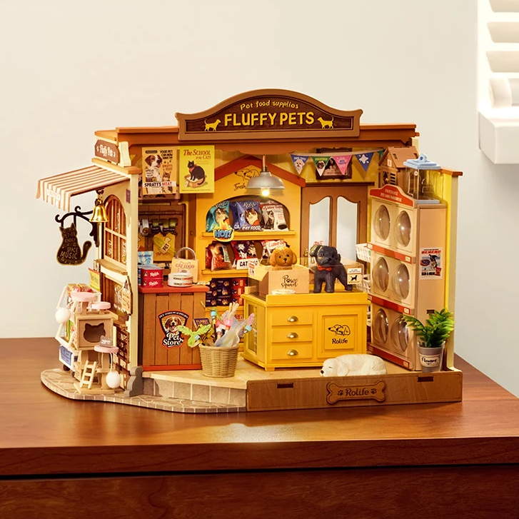 [ส่งด่วน กทม.] บ้านตุ๊กตา DIY ประกอบเอง Fluffy Friends Store เพ็ทช็อป ของเล่น ของขวัญ Rolife DG185