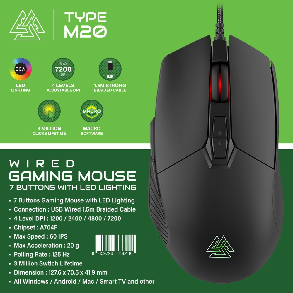 MOUSE (เมาส์) EGA TYPE M20 - BLACK