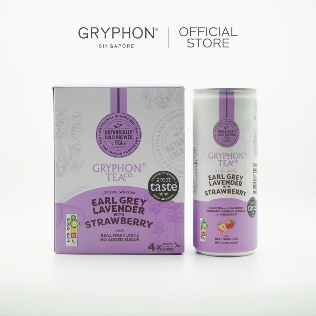 Gryphon Earl Grey Lavender with Strawberry Can กริฟฟอน ชาสปาร์กลิงสกัดเย็น ขนาด 250 ml