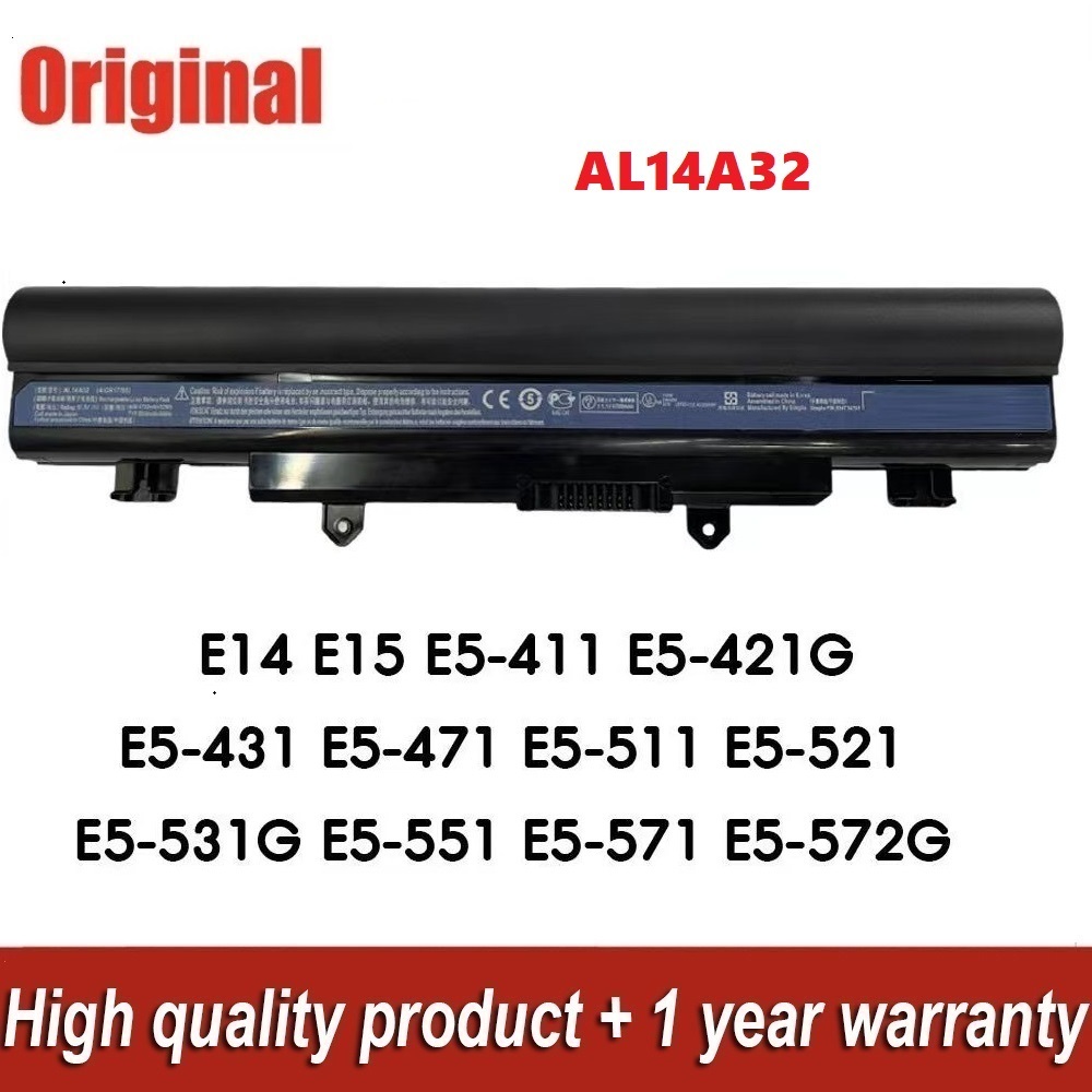 แบตเตอรี่โน๊ตบุ๊ค Acer AL14A32 ของแท้ ORG / ของเทียบเท่า OEM / สำหรับ ASPIRE E14 E15 E5-411 E5-421G 